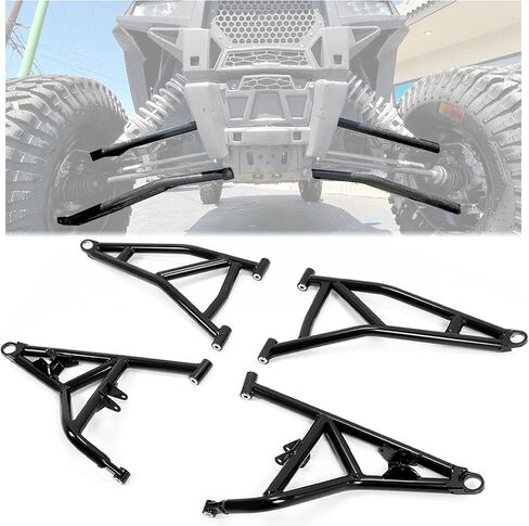 HECASA الأمامي العلوي والسفلي A-arms متوافق مع 2014+ Polaris RZR XP 1000/4 1000 A الأسلحة قضبان عالية التخليص الصلب الأسود in Saudi Arabia
