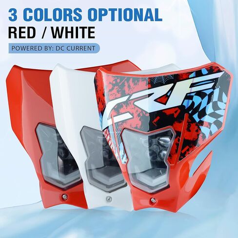 Dirt Bike LED Headlight - Universal Dirtbike Headlights Kit - Motorcycle Head Lamp for CRF450L CRF450XR Red in Kuwait