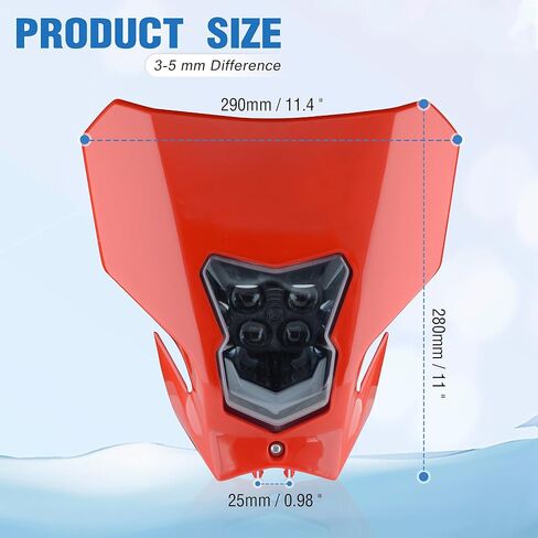 Dirt Bike LED Headlight - Universal Dirtbike Headlights Kit - Motorcycle Head Lamp for CRF450L CRF450XR Red in Kuwait