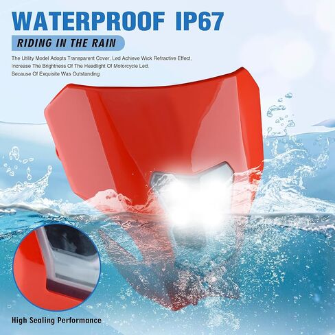Dirt Bike LED Headlight - Universal Dirtbike Headlights Kit - Motorcycle Head Lamp for CRF450L CRF450XR Red in Kuwait