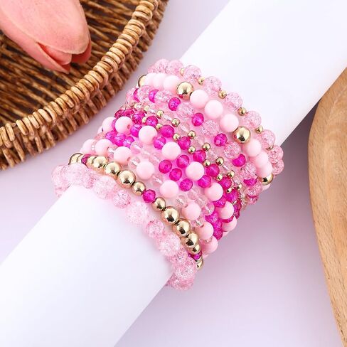 Cooluckday 12Pcs USA Bracelets for Women American Flag Bracelets Patriotic 4th of July Heishi Surfer Bracelets Bulk for Women in Kuwait