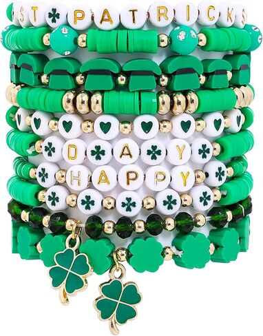 Cooluckday 12Pcs USA Bracelets for Women American Flag Bracelets Patriotic 4th of July Heishi Surfer Bracelets Bulk for Women in Kuwait