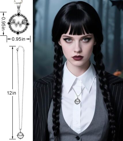 Long Straight Black Braided Wig with Creepy Severed Hand, Necklace, and Headband–Gothic Halloween Cosplay for Women in Saudi Arabia
