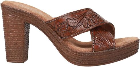 ROPER Womens Mika Floral Embossed Block Casual Sandals Casual High Heel 3" & Up - Brown - Size 6.5 M in Saudi Arabia