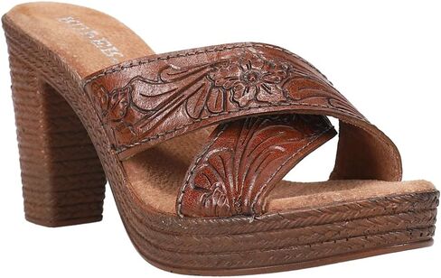 Roper Womens Mika Floral Block Block Casual Casual High Heel 3 "& Up - Brown - Size 6.5 M in Kuwait