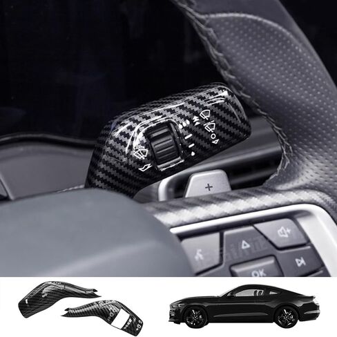 Front Road Illuminating Light/Turn Signal, Windshield Wiper Switch Trims Compatible with 2017-2025 Mustang(Red Carbon Fiber) in Kuwait