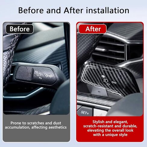 Front Road Illuminating Light/Turn Signal, Windshield Wiper Switch Trims Compatible with 2017-2025 Mustang(Red Carbon Fiber) in Kuwait