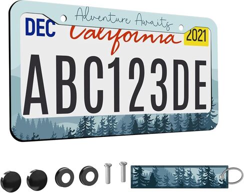 1pcs Mountain License Plate Frame for Women,Natural Pine Forest Mountain Horizon Landscape car Decorative tag Frames Girly,Blue Botanical License Plate Cover Holder for Vehicle with car Keychain tag in Saudi Arabia