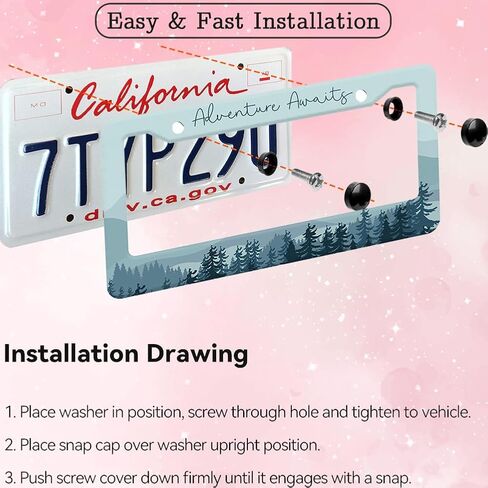 1pcs Mountain License Plate Frame for Women,Natural Pine Forest Mountain Horizon Landscape car Decorative tag Frames Girly,Blue Botanical License Plate Cover Holder for Vehicle with car Keychain tag in Saudi Arabia
