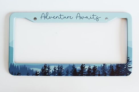 1pcs Mountain License Plate Frame for Women,Natural Pine Forest Mountain Horizon Landscape car Decorative tag Frames Girly,Blue Botanical License Plate Cover Holder for Vehicle with car Keychain tag in Saudi Arabia