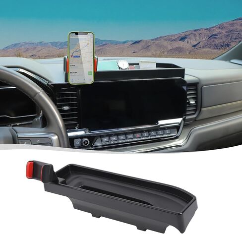 Voodonala لـ Chevy Silverado ZR2 Center Censole Dash Storage Toray مع حامل الهاتف متوافق مع 2022-2025 Chevy Silverado ZR2 1500/ 2500HD/ 3500HD (إصلاح المسمار المحدث) in Saudi Arabia