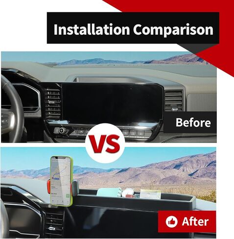 Voodonala لـ Chevy Silverado ZR2 Center Censole Dash Storage Toray مع حامل الهاتف متوافق مع 2022-2025 Chevy Silverado ZR2 1500/ 2500HD/ 3500HD (إصلاح المسمار المحدث) in Saudi Arabia