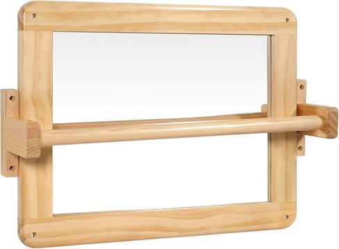Montessori Mirror Baby Wall ، Baby Pull Up Bar ، Montessori 3-in-1 shatterproof Mirror ، Wooden Pull Up Bar ، Toddler سحب البار ، (صغير) in Kuwait