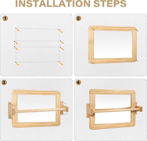 Montessori Mirror Baby Wall ، Baby Pull Up Bar ، Montessori 3-in-1 shatterproof Mirror ، Wooden Pull Up Bar ، Toddler سحب البار ، (صغير) in Kuwait