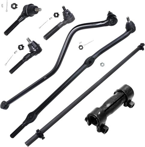 Detroit Axle - 7pc Front Suspension Kit for 1997-2006 Jeep Wrangler 1998 1999 2000 2001 2002 2003 2004 2005, 1 Drag Link, 3 Tie Rods, 2 Adjusting Sleeves, 1 Track Bar Replacement in Saudi Arabia