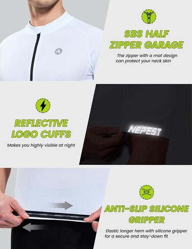 Nepest Cycling Jersey Men Short Sleeve Half Zip Bike Bicycle Shirts 4 Pockets Moisture Wicking Color Clash Riding Tops in Kuwait