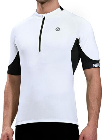 Nepest Cycling Jersey Men Short Sleeve Half Zip Bike Bicycle Shirts 4 Pockets Moisture Wicking Color Clash Riding Tops in Kuwait