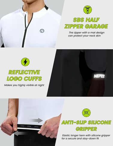 Nepest Cycling Jersey Men Short Sleeve Half Zip Bike Bicycle Shirts 4 Pockets Moisture Wicking Color Clash Riding Tops in Kuwait