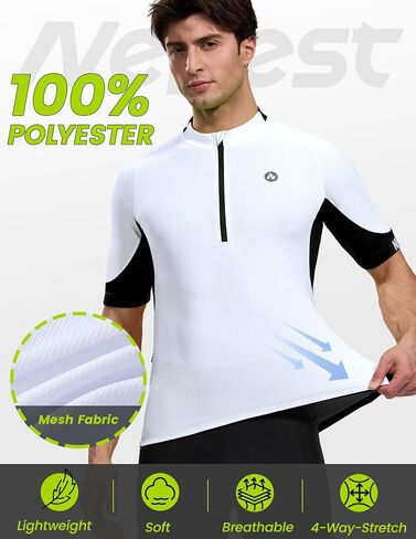 Nepest Cycling Jersey Men Short Sleeve Half Zip Bike Bicycle Shirts 4 Pockets Moisture Wicking Color Clash Riding Tops in Kuwait