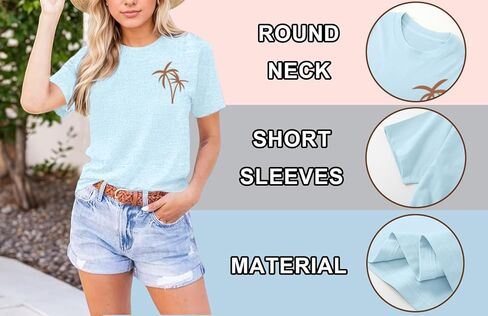 Hawaiian Shirts for Women Beach Hawaii Tropical Shirt Palm Tree Sunshine Graphic Tees Vacation Summer Vibes Tops in Kuwait