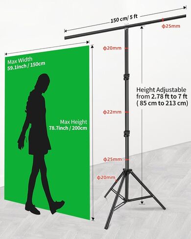 Blue Green Screen Backdrop Kit, HEMMOTOP 2-in-1 6.5x5 ft Green Screen Stand for Streaming,Blue Greenscreen Background with Adjustable Photo Backdrop Stand for Photography,Zoom with Carrying Case&Clips in Kuwait