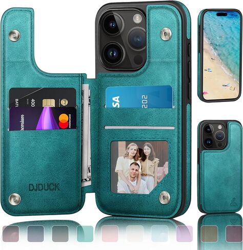 DJDUCK Designed for iPhone 14 Pro Case Wallet with Card Holder, [Magnetic Clasp Cover] [RFID Blocking Leather Protection] Shockproof Women Men Cases 6.1 Inch for Apple 14 Pro Light Brown in Saudi Arabia
