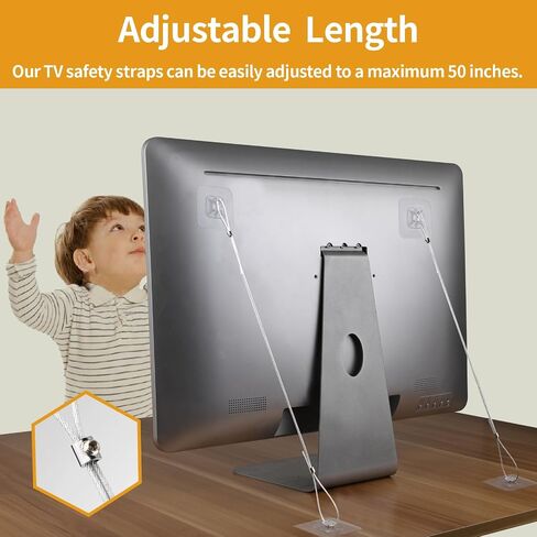 10 Packs Adjustable TV Safety Stainless Straps, No-Drill Adhesive Anti-Tip Furniture Anchors for Baby Proofing, for Fixing Flat-Screen TV, Dressers, Bookcases, Cabinets in Saudi Arabia