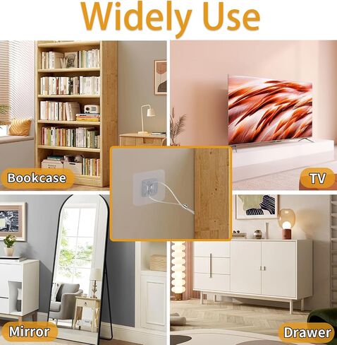 10 Packs Adjustable TV Safety Stainless Straps, No-Drill Adhesive Anti-Tip Furniture Anchors for Baby Proofing, for Fixing Flat-Screen TV, Dressers, Bookcases, Cabinets in Saudi Arabia
