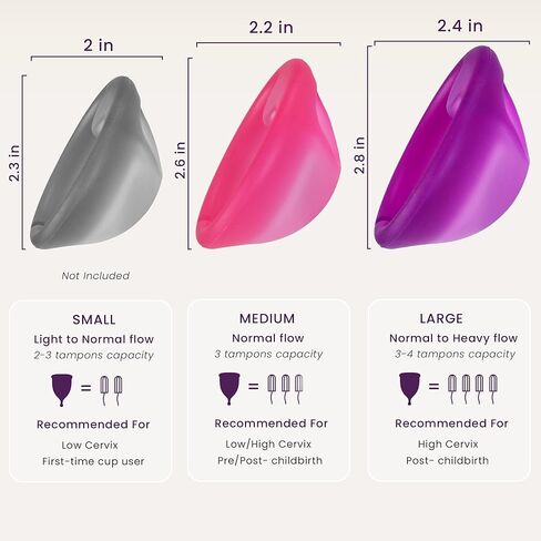 قرص الحيض القابل لإعادة الاستخدام ecoblossom - كأس الحيض - قرص فترة ناعمة للنساء المصممة مع علامة تبويب ، كوب سيليكون من الدرجة الطبية (البنفسجي) و M (أرجواني)] in Kuwait