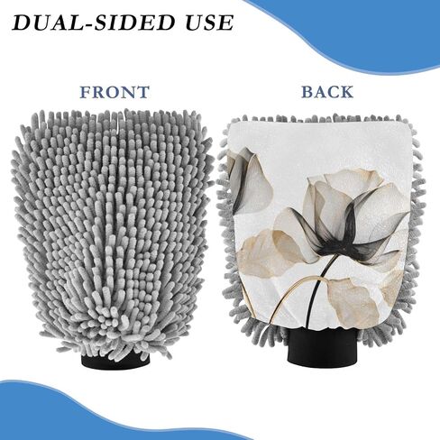 Absorbent Microfiber Car Wash Drying Mitts, 2 Pack, Scratch-Free & Lint-Free, Rich Foam, Highly Absorbent, Double Sided, Wash Mitt Perfect for Car Washing, L, Flower (29) in Saudi Arabia