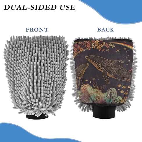 Absorbent Microfiber Car Wash Drying Mitts, 2 Pack, Scratch-Free & Lint-Free, Rich Foam, Highly Absorbent, Double Sided, Wash Mitt Perfect for Car Washing, M, Whale (1) in Saudi Arabia
