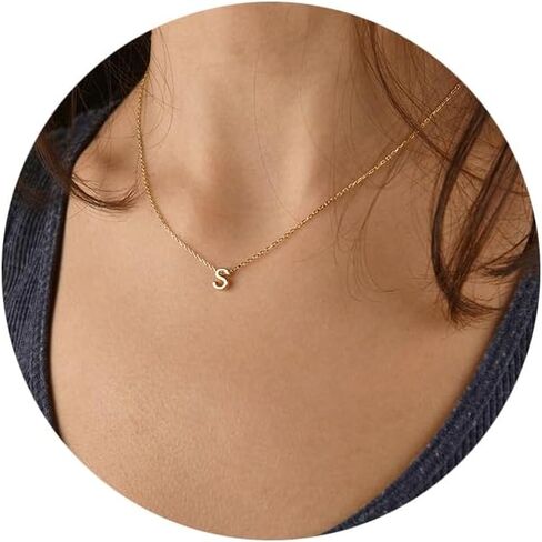 Small Initial Necklace 18K Gold Plated Stainless Steel Tiny Letter Necklace Personalized Monogram Name Necklace for Women in Saudi Arabia