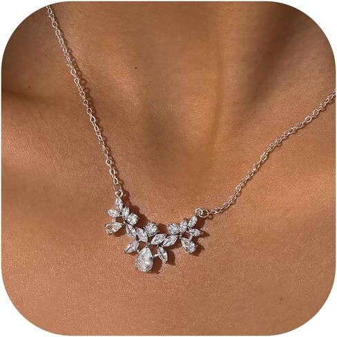 SWEETV Cubic Zirconia Wedding Bridal Backdrop Necklace for Brides, Crystal Dainty Back Necklace, Body Chain Jewelry for Women Prom in Saudi Arabia