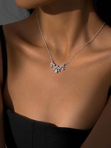 SWEETV Cubic Zirconia Wedding Bridal Backdrop Necklace for Brides, Crystal Dainty Back Necklace, Body Chain Jewelry for Women Prom in Saudi Arabia