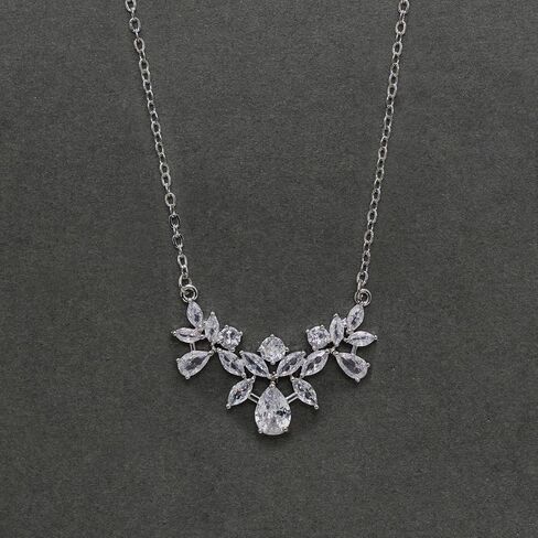 SWEETV Cubic Zirconia Wedding Bridal Backdrop Necklace for Brides, Crystal Dainty Back Necklace, Body Chain Jewelry for Women Prom in Saudi Arabia