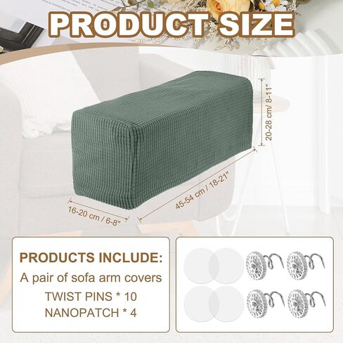 uxcell 2pcs Couch Arm Covers, Armchair Sofa Arm Covers with Twist Pin, Anti-Slip Furniture Protector Slipcovers for Chairs/Sofas, Matcha Green in Saudi Arabia