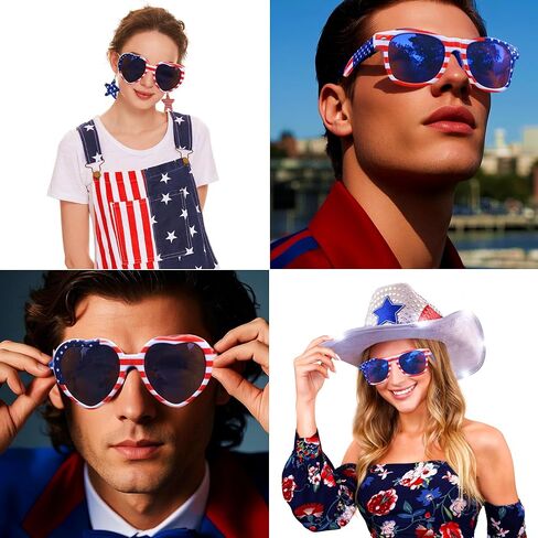 Eyegla Bulk American Sunglasses USA Flag Sunglasses Classic Patriotic Sunglasses 4th of July Party Supplies in Kuwait