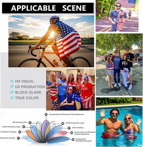 Eyegla Bulk American Sunglasses USA Flag Sunglasses Classic Patriotic Sunglasses 4th of July Party Supplies in Kuwait