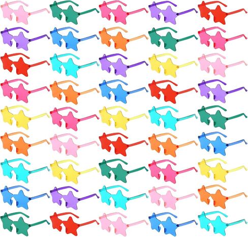 Matcheck 18/45 Pack Star Shaped Rimless Sunglasses Bulk Transparent Candy Mixed Color Glasses Clear Party Eyewear for Women in Kuwait