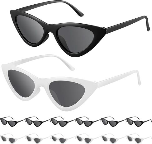 12 زوجًا من 80 عامًا ، Cat Eyber Visor Sunglasses Cat Eye Shield Glasses Excedsories for Women Men Men Style Costume Cosplay in Saudi Arabia