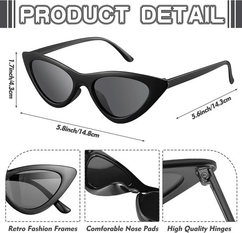 12 زوجًا من 80 عامًا ، Cat Eyber Visor Sunglasses Cat Eye Shield Glasses Excedsories for Women Men Men Style Costume Cosplay in Saudi Arabia