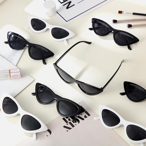 12 زوجًا من 80 عامًا ، Cat Eyber Visor Sunglasses Cat Eye Shield Glasses Excedsories for Women Men Men Style Costume Cosplay in Saudi Arabia