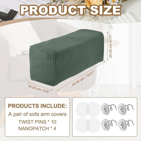uxcell 2pcs Couch Arm Covers, Armchair Sofa Arm Covers with Twist Pin, Anti-Slip Furniture Protector Slipcovers for Chairs/Sofas, Matcha Green in Saudi Arabia