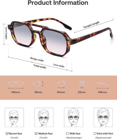 SOJOS Retro Rectangle Aviator Sunglasses for Women Men Trendy 90s Classic Square Frame Shades SJ2627 in Kuwait