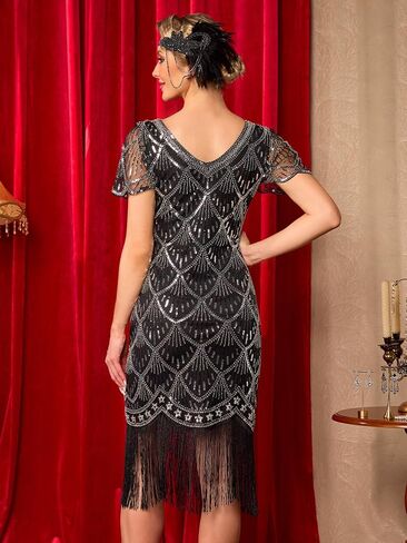 Flapper Dresses 1920s, Sequin Fringed Great Gatsby Dresses for Women Roaring 20s Costumes in Kuwait