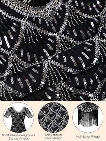 Flapper Dresses 1920s, Sequin Fringed Great Gatsby Dresses for Women Roaring 20s Costumes in Kuwait