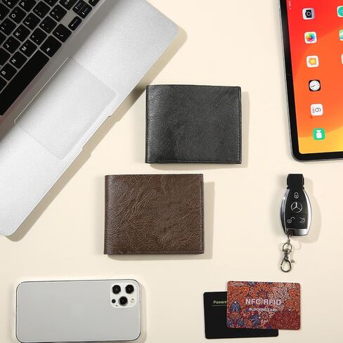 6 Pieces Wallet for Men,Leather Men's Wallets Bulk for DIY Engraving,With Money Clip,Card Holder(3 Black & 3 Light Brown) in Kuwait