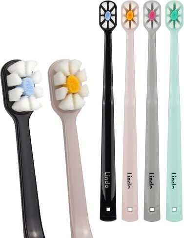 Lindo Polishing Toothbrush - for Sensitive Gums and Teeth, 12000+ Ultra Fine Bristles, Soft and Gentle, Deep Clean, Pack of 4 in Kuwait