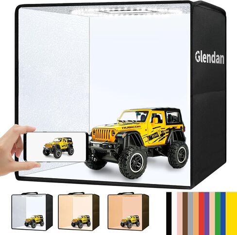 Glendan Photo Light Box Photography：16"x12" Portable Light Tent with 112 LED Dimmable Lights - Folding Small Studio Box with 12 Color Backdrops for Jewelry Product Photography in Saudi Arabia