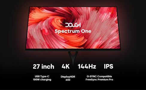 شاشة Dough Spectrum One مقاس 27 بوصة بدقة 4K HDR وسرعة 144 هرتز مع قاعدة توصيل USB-C (زجاج Gorilla، الشاشة فقط) in Kuwait